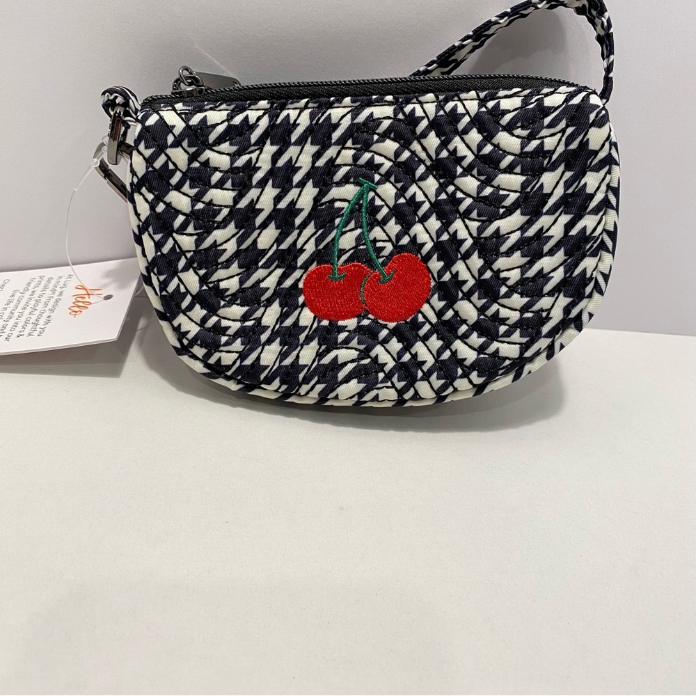 Lug Disco Micro Houndstooth Mini Bag with EMBROIDERED CHERRIES. NWT